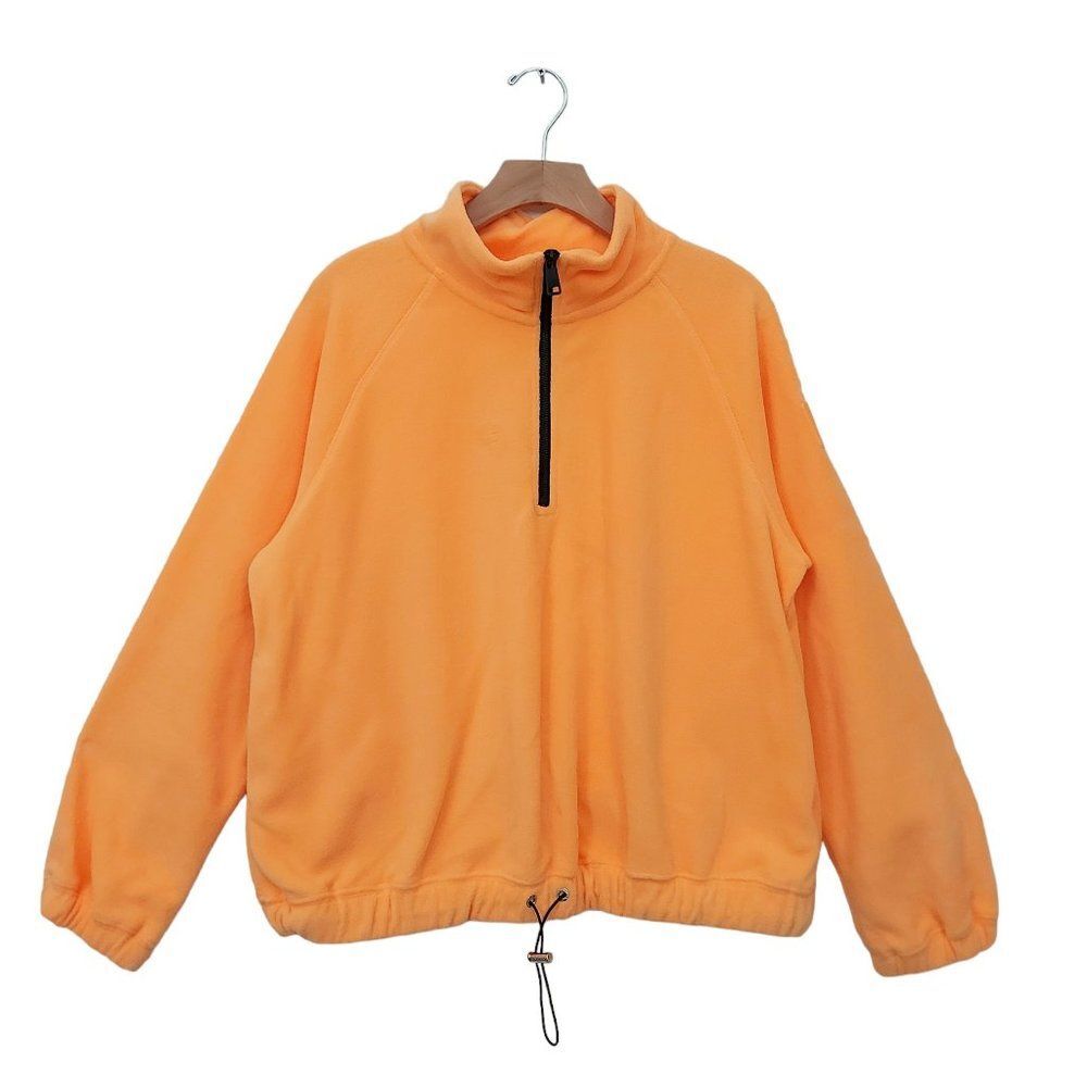 Love & Sports Fleece Sweatshirt Womens Large Orange Half Zip Cozy Soft